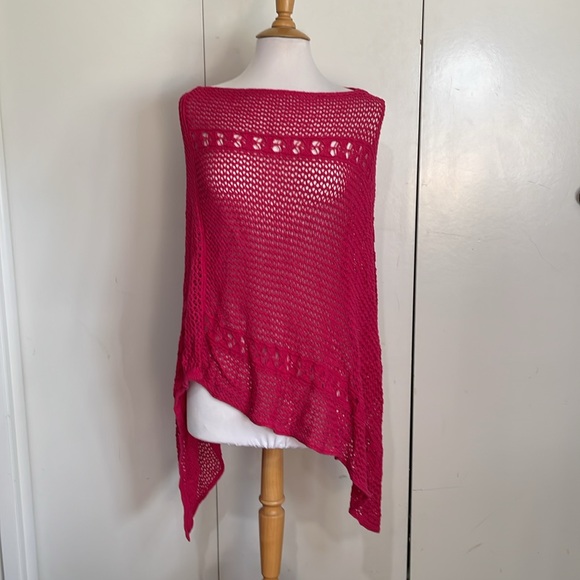 Chico's Sweaters - Chico's Pink Crochet Knit Poncho One Size Fits All